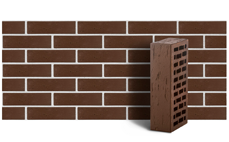 Кирпич ЛСР пустотелый темно-коричневый рустик М175 250*120*65 мм